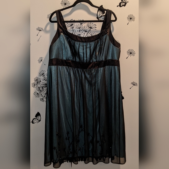Black and Teal Midi Dress - Picture 2 of 5